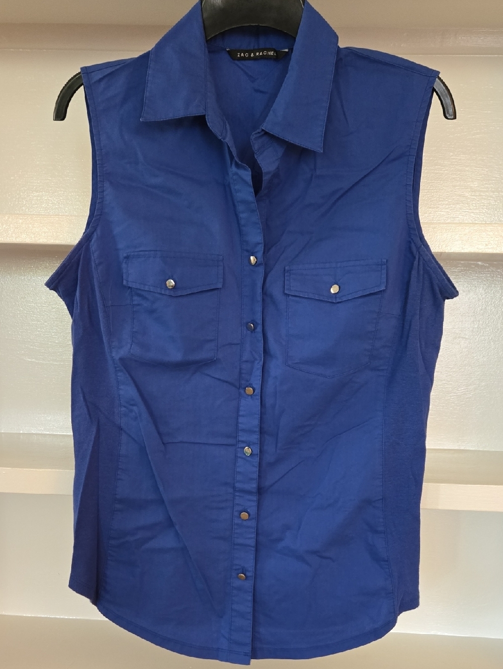 Zac & Rachel Royal Blue Sleeveless Button-Down Shirt
